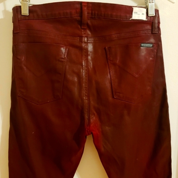 Hudson's Moto Stark Crimson Wax Super Skinny Mid Rise Front Zip Pocket Woman 30 - Picture 3 of 15